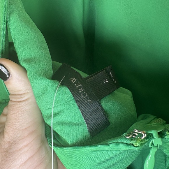 J. Crew Cotton & Silk Peplum  Fully Lined Shift Dress  Kelly Green Size 2 New! - Picture 3 of 9